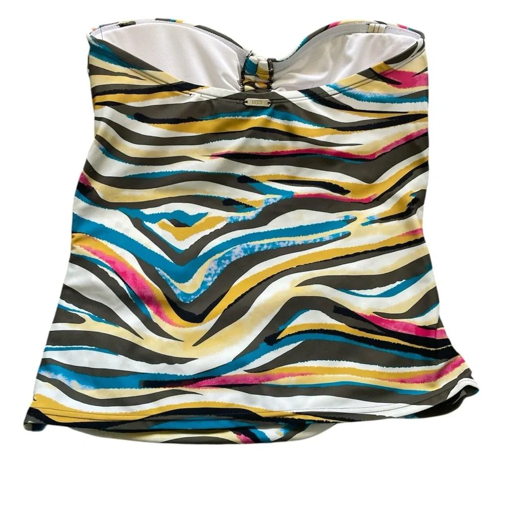 DKNY Animal striped Print Front Tie Tankini Swim Top